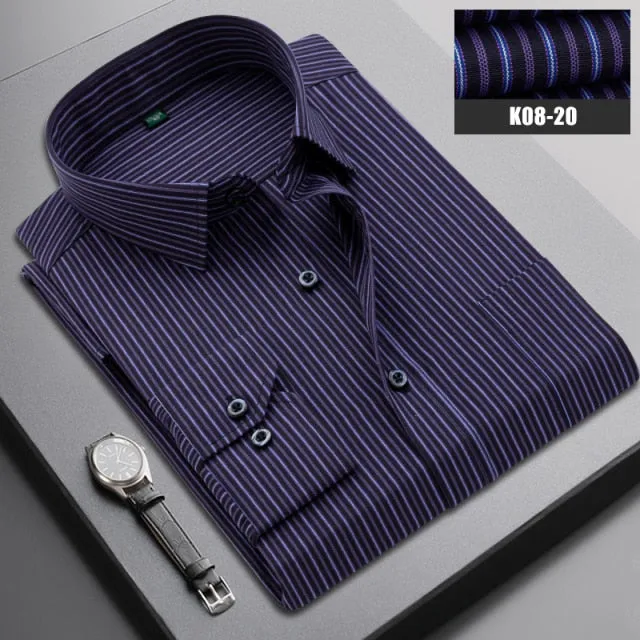 Boutique Men Clothing Business Casual Striped Plaid Regular Fit Men's Dress Shirt