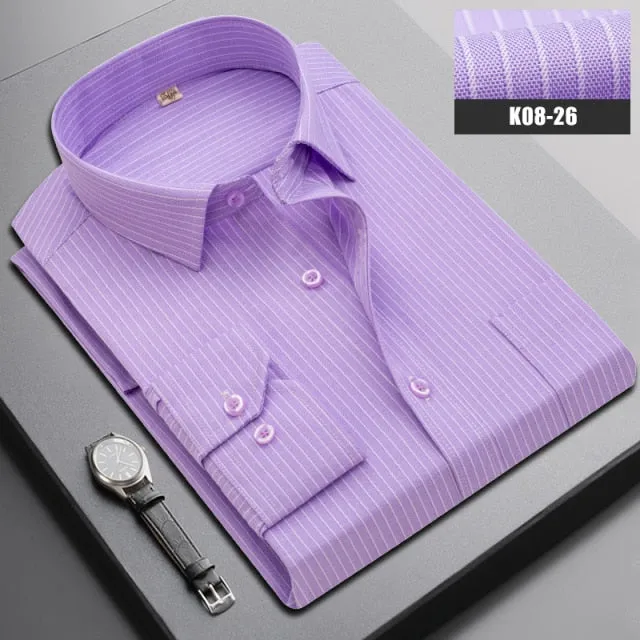 Boutique Men Clothing Business Casual Striped Plaid Regular Fit Men's Dress Shirt