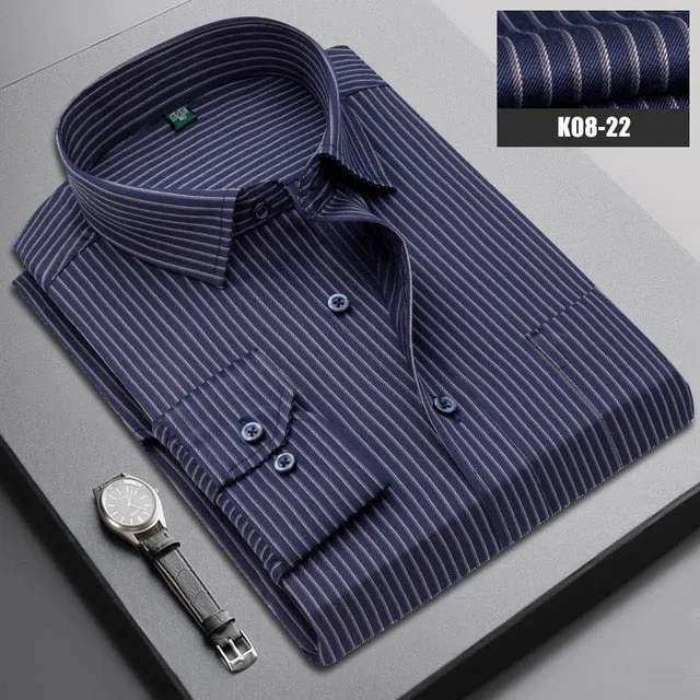 Boutique Men Clothing Business Casual Striped Plaid Regular Fit Men's Dress Shirt