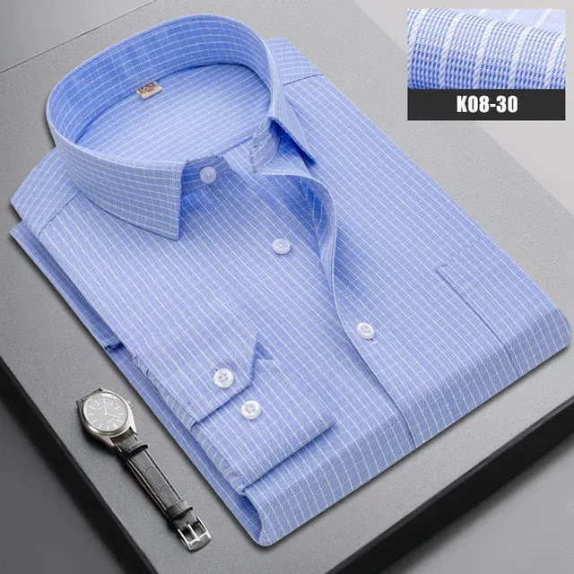 Boutique Men Clothing Business Casual Striped Plaid Regular Fit Men's Dress Shirt