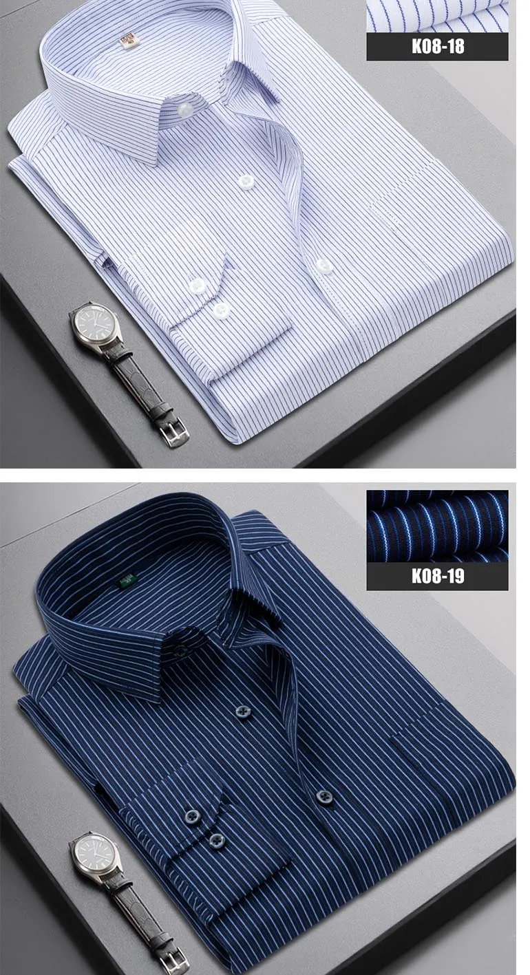 Boutique Men Clothing Business Casual Striped Plaid Regular Fit Men's Dress Shirt