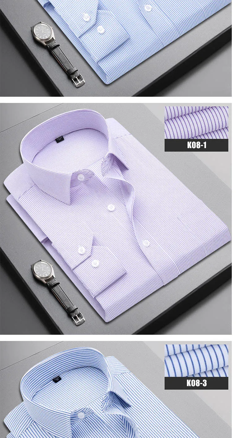 Boutique Men Clothing Business Casual Striped Plaid Regular Fit Men's Dress Shirt