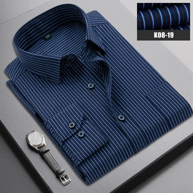 Boutique Men Clothing Business Casual Striped Plaid Regular Fit Men's Dress Shirt