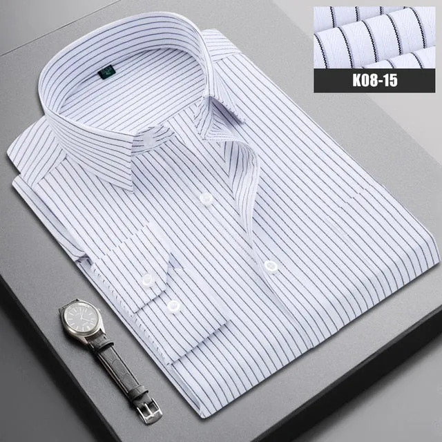 Boutique Men Clothing Business Casual Striped Plaid Regular Fit Men's Dress Shirt