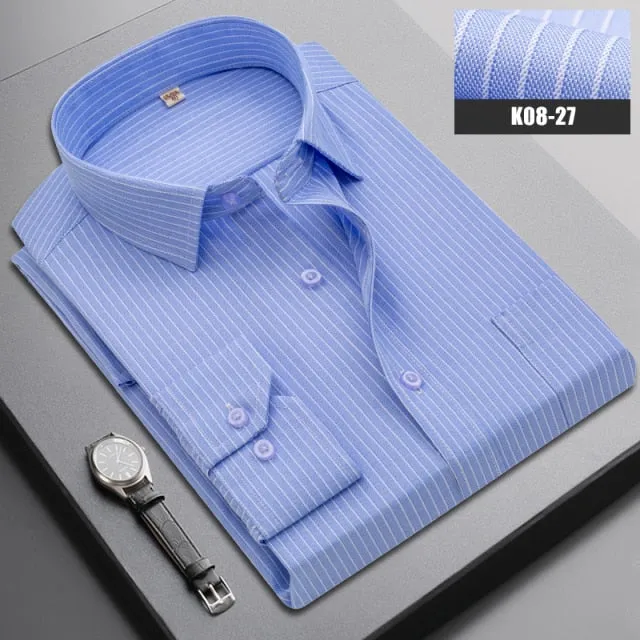 Boutique Men Clothing Business Casual Striped Plaid Regular Fit Men's Dress Shirt