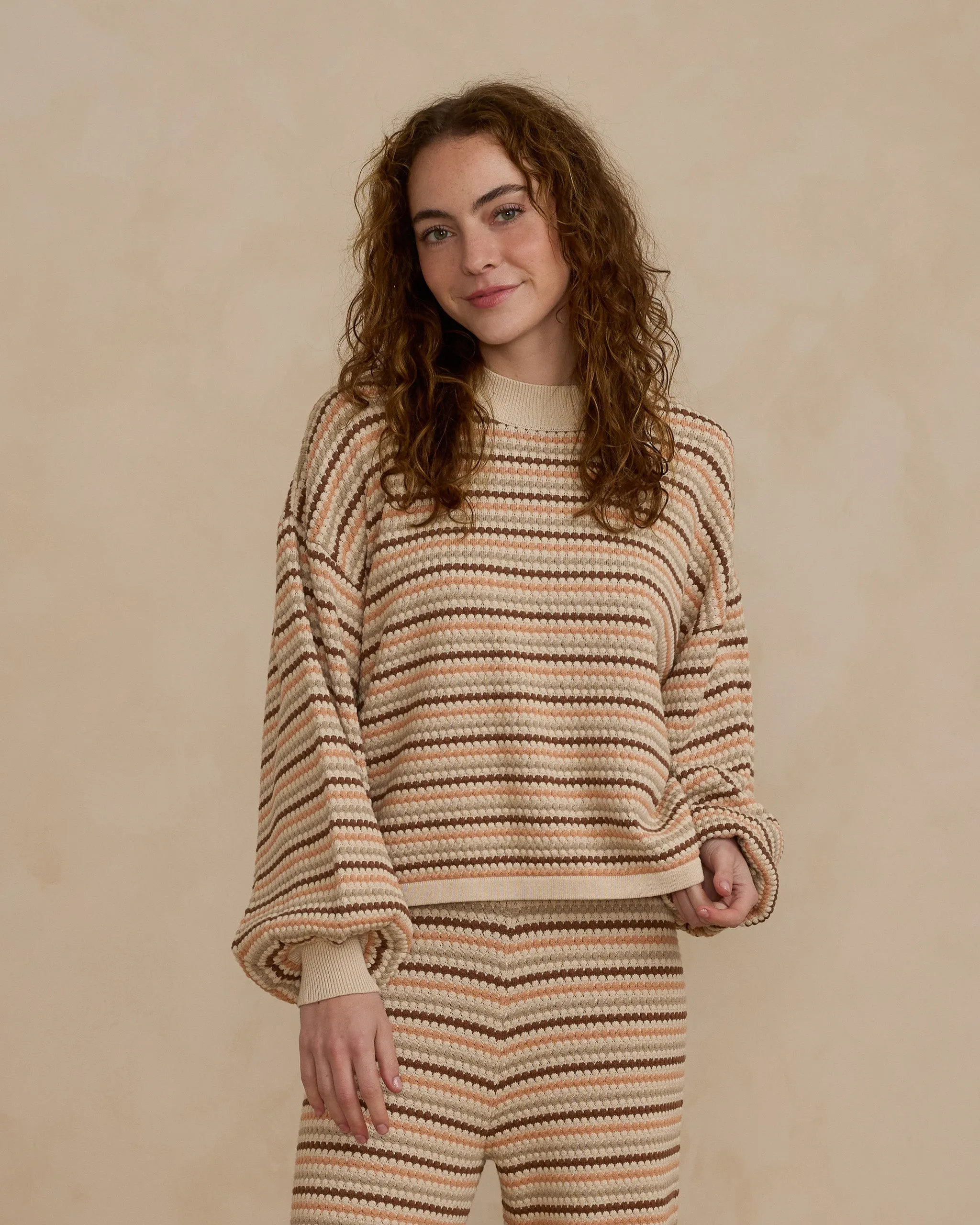 Boxy Crop Sweater | Honeycomb Stripe