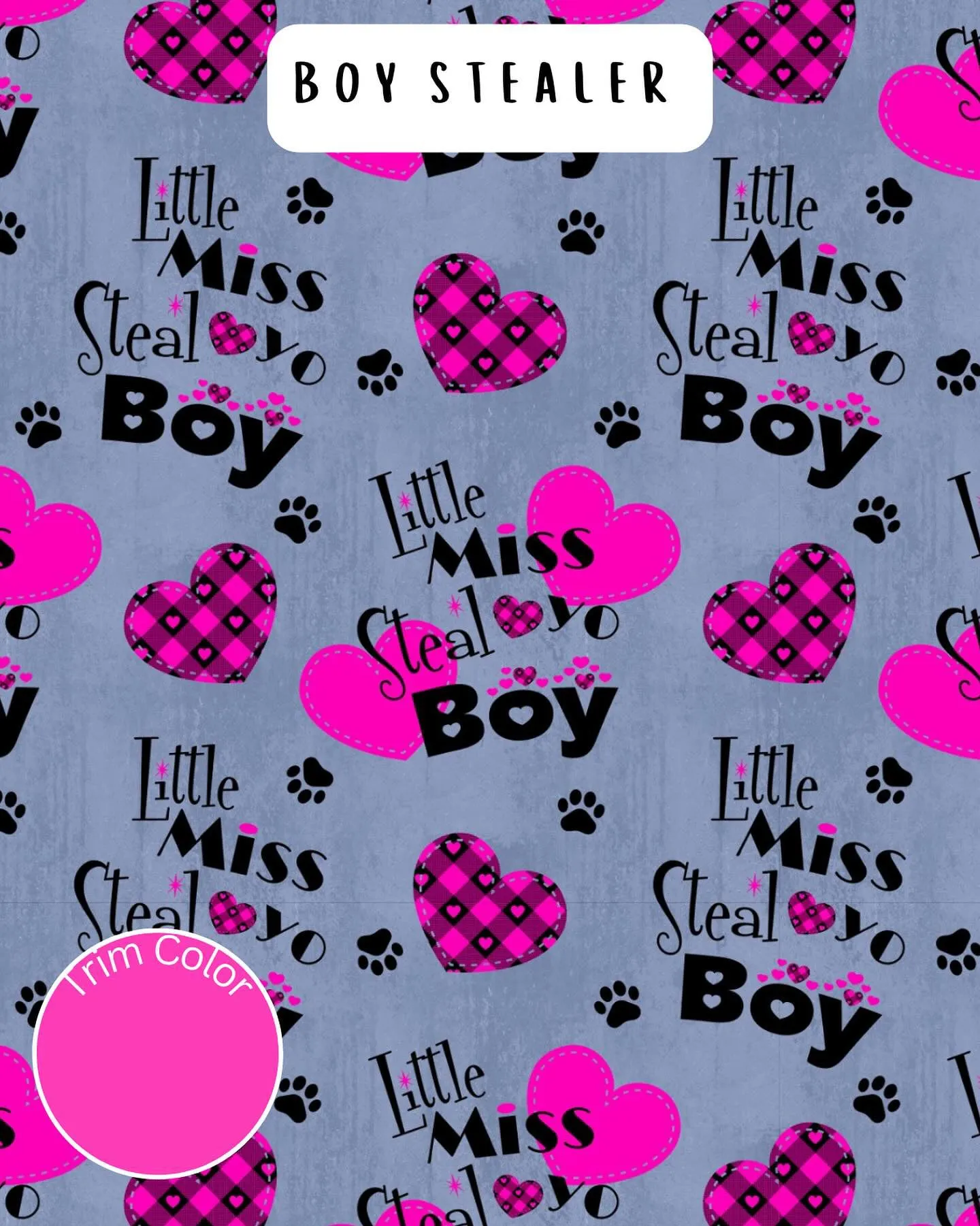 Boy Stealer - PAWjama with Hot Pink Neck & Trim/Sleeves