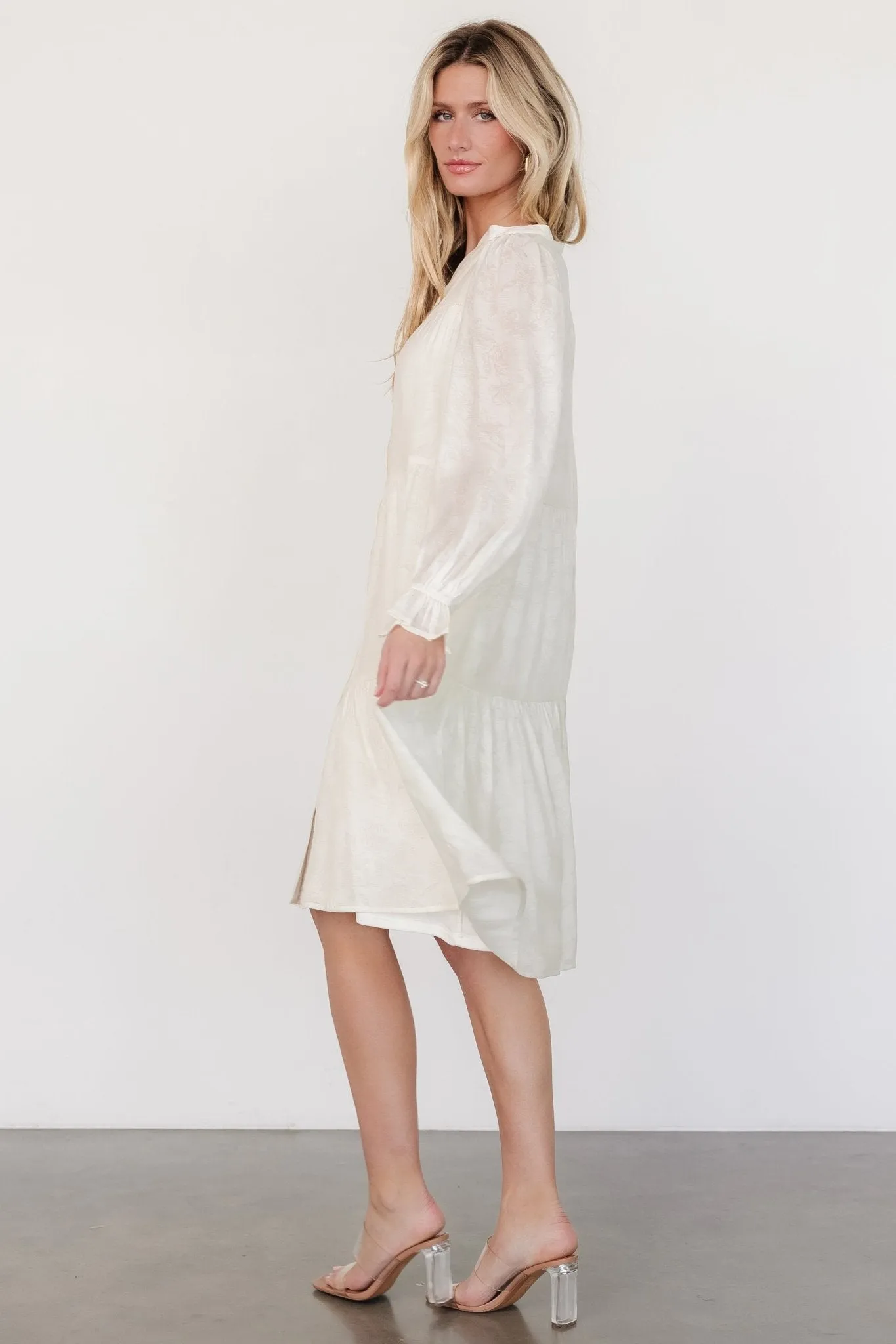 Brenna Button Midi Dress | Cream