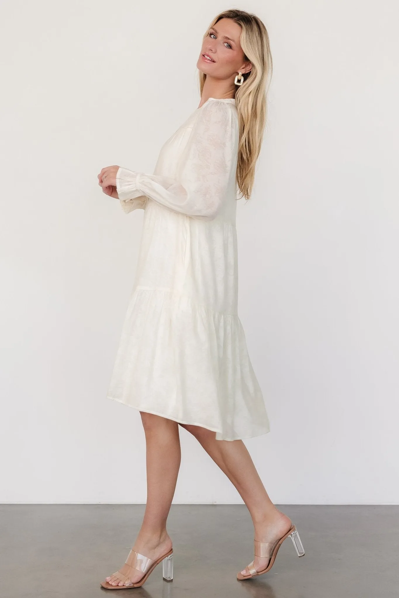 Brenna Button Midi Dress | Cream