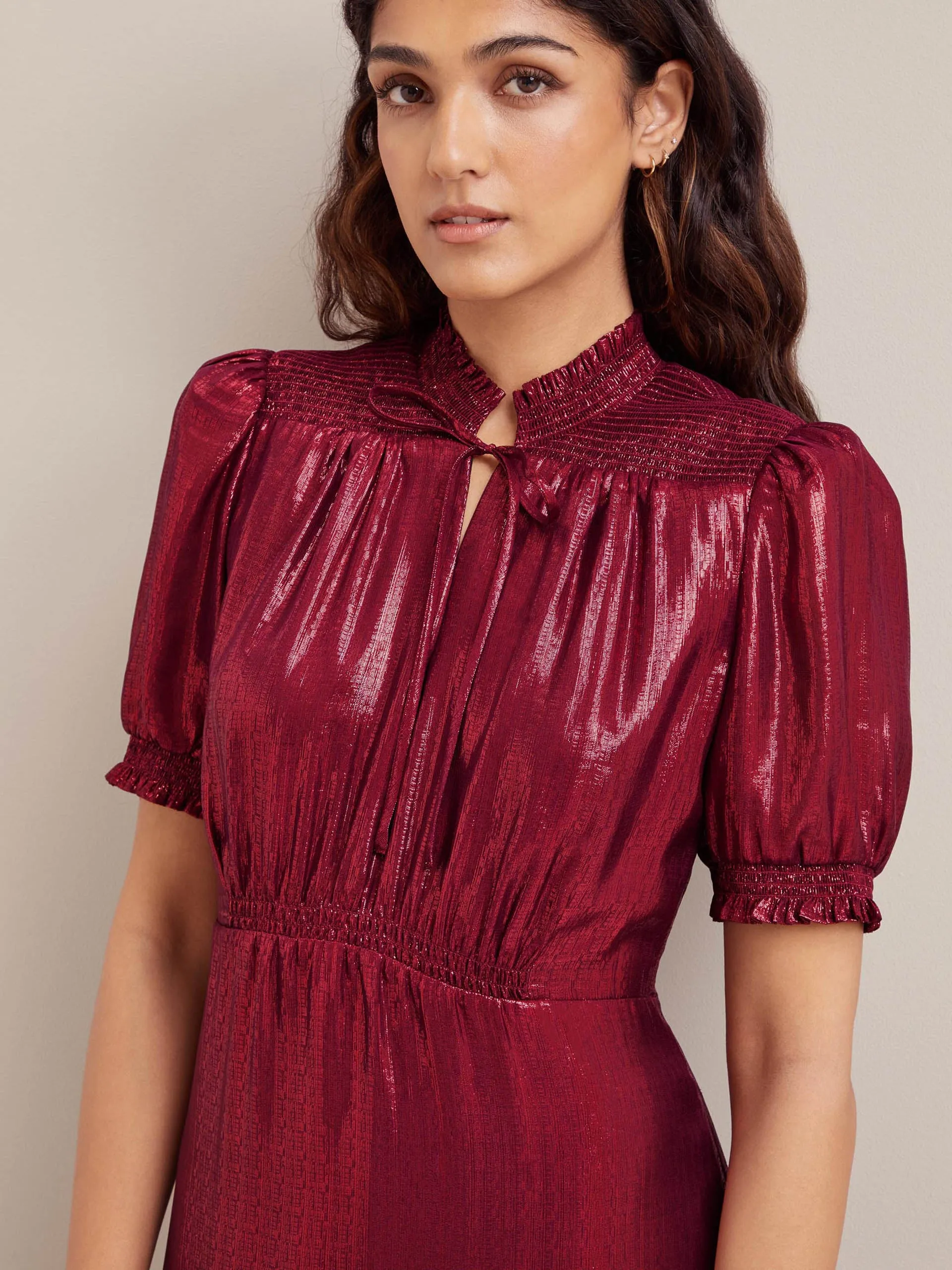 Burgundy Irina silk blend bias cut maxi dress