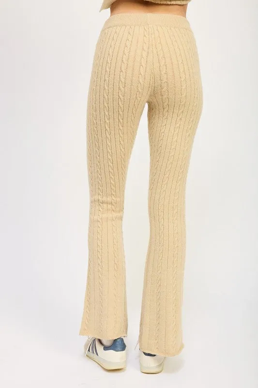 CABLE KNIT FLARED PANTS