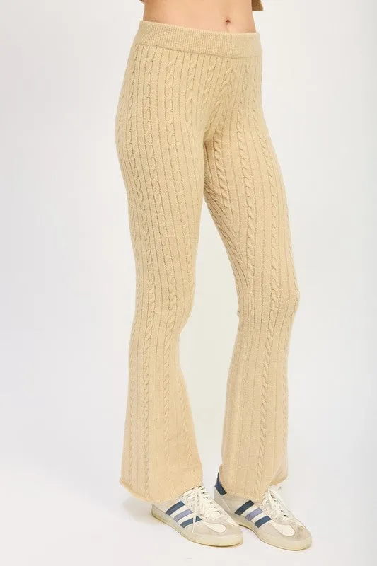 CABLE KNIT FLARED PANTS