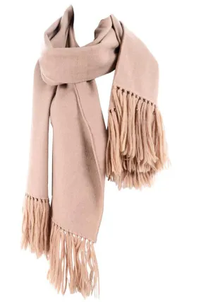 Camel Wool Vintage Blanket Scarf or Wrap w/ Long Tassels