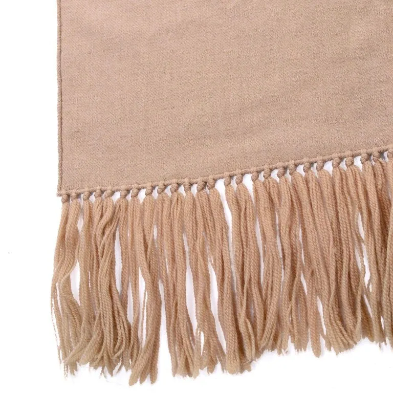 Camel Wool Vintage Blanket Scarf or Wrap w/ Long Tassels