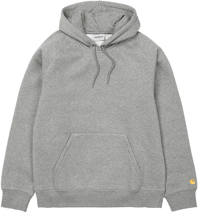 Carhartt WIP Mens Chase Hooded Sweatshirt Grey Heather Gold