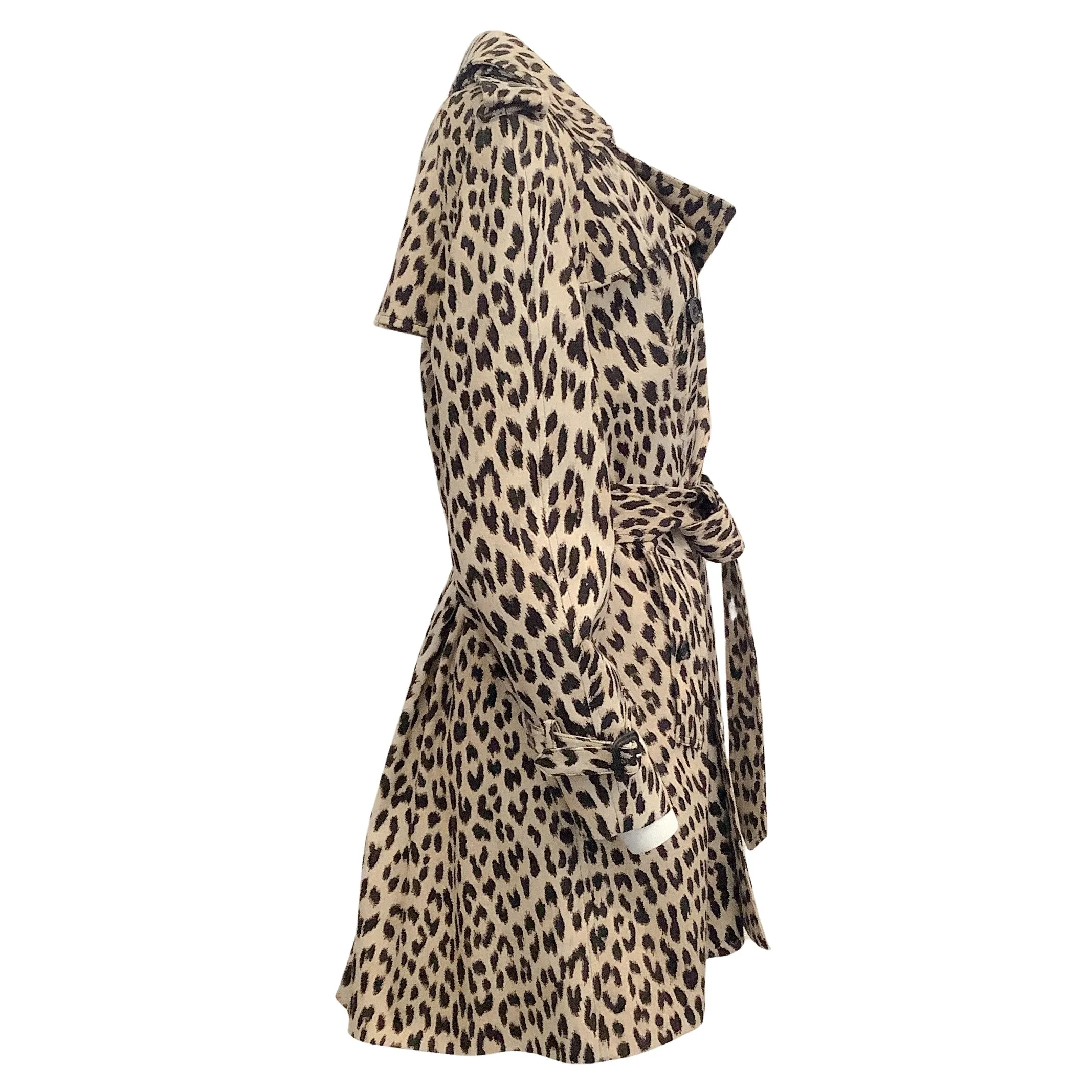 Celine Cotton Twill Leopard Print Short Trench Coat