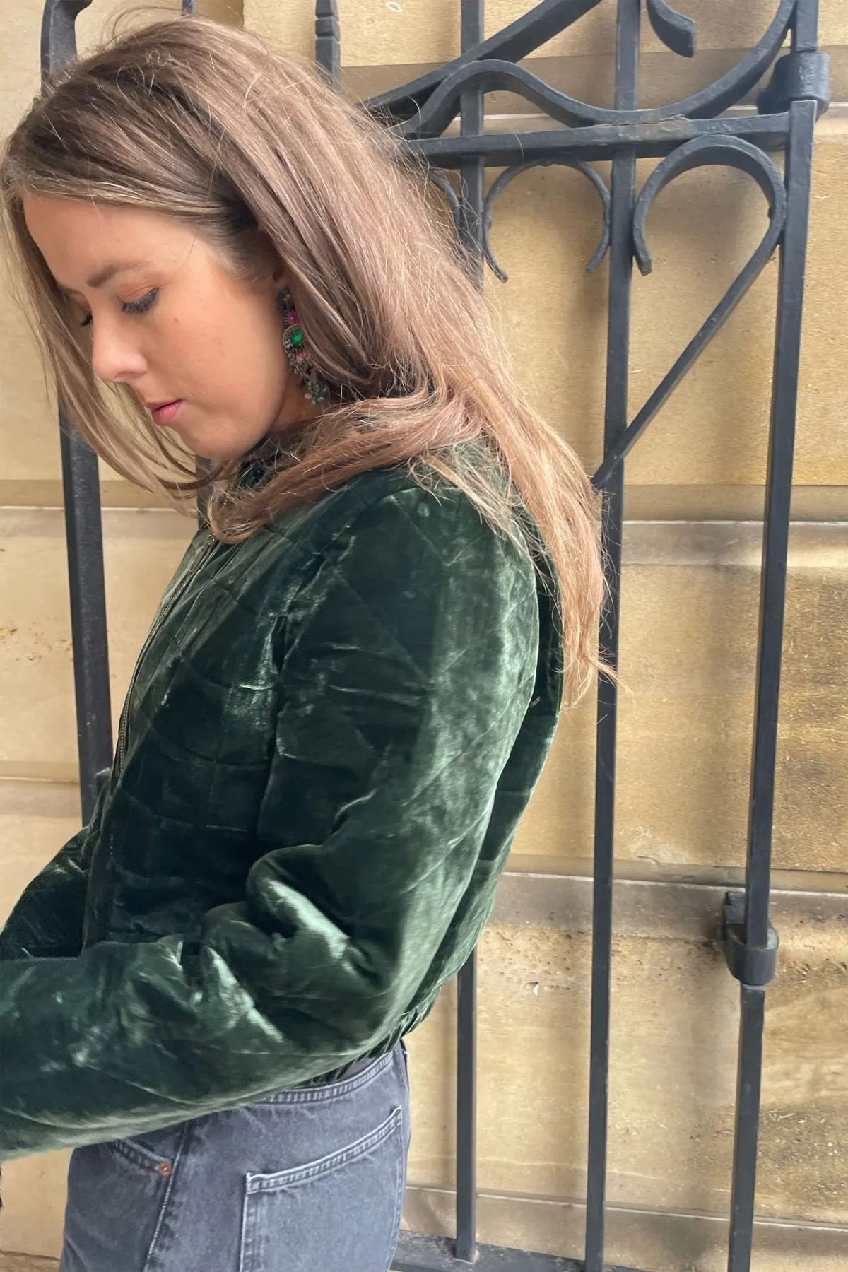 Chaqueta Velvet Bomber - Emerald