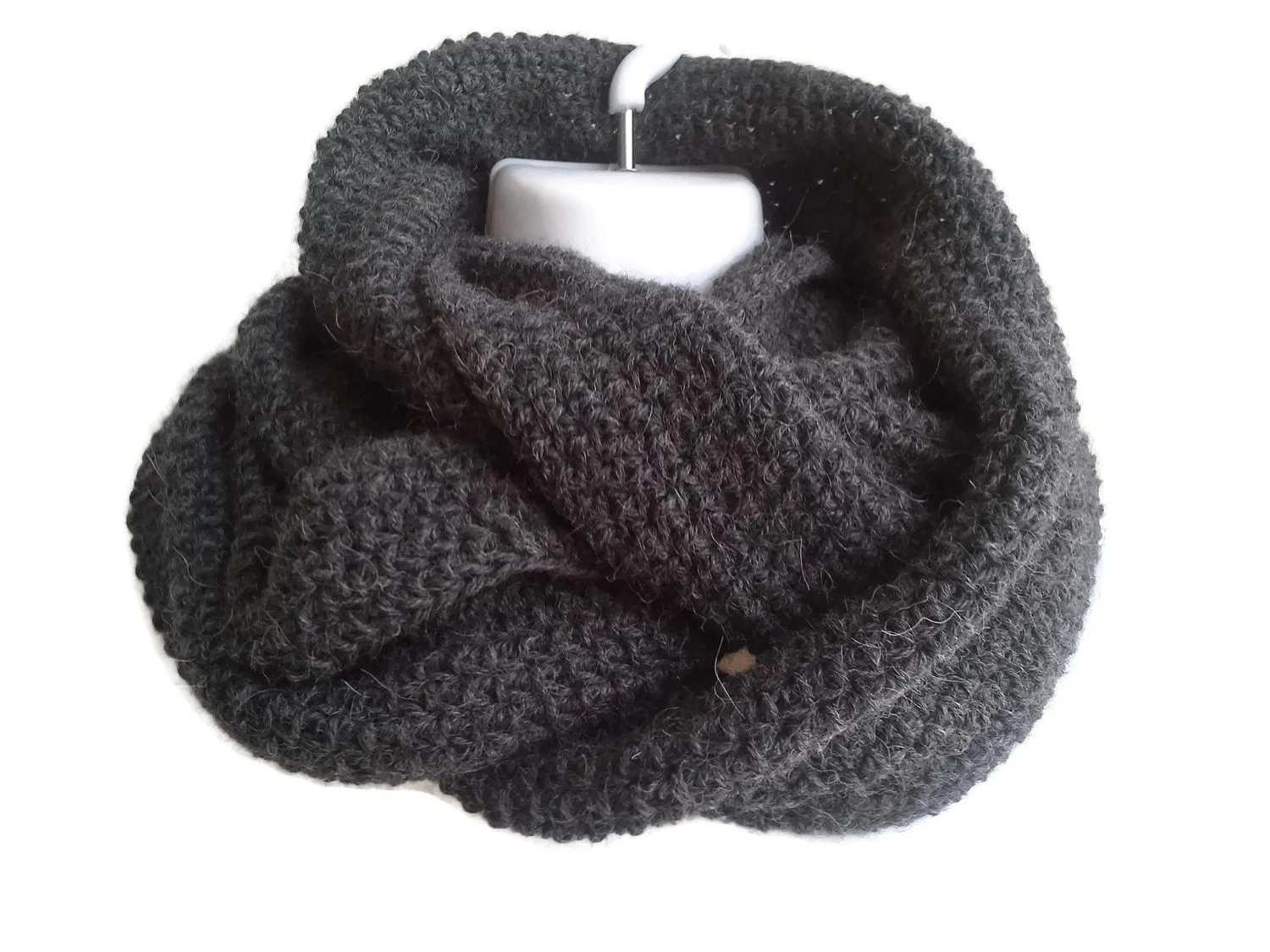 Charcoal Grey Pure Alpaca Infinity Scarf