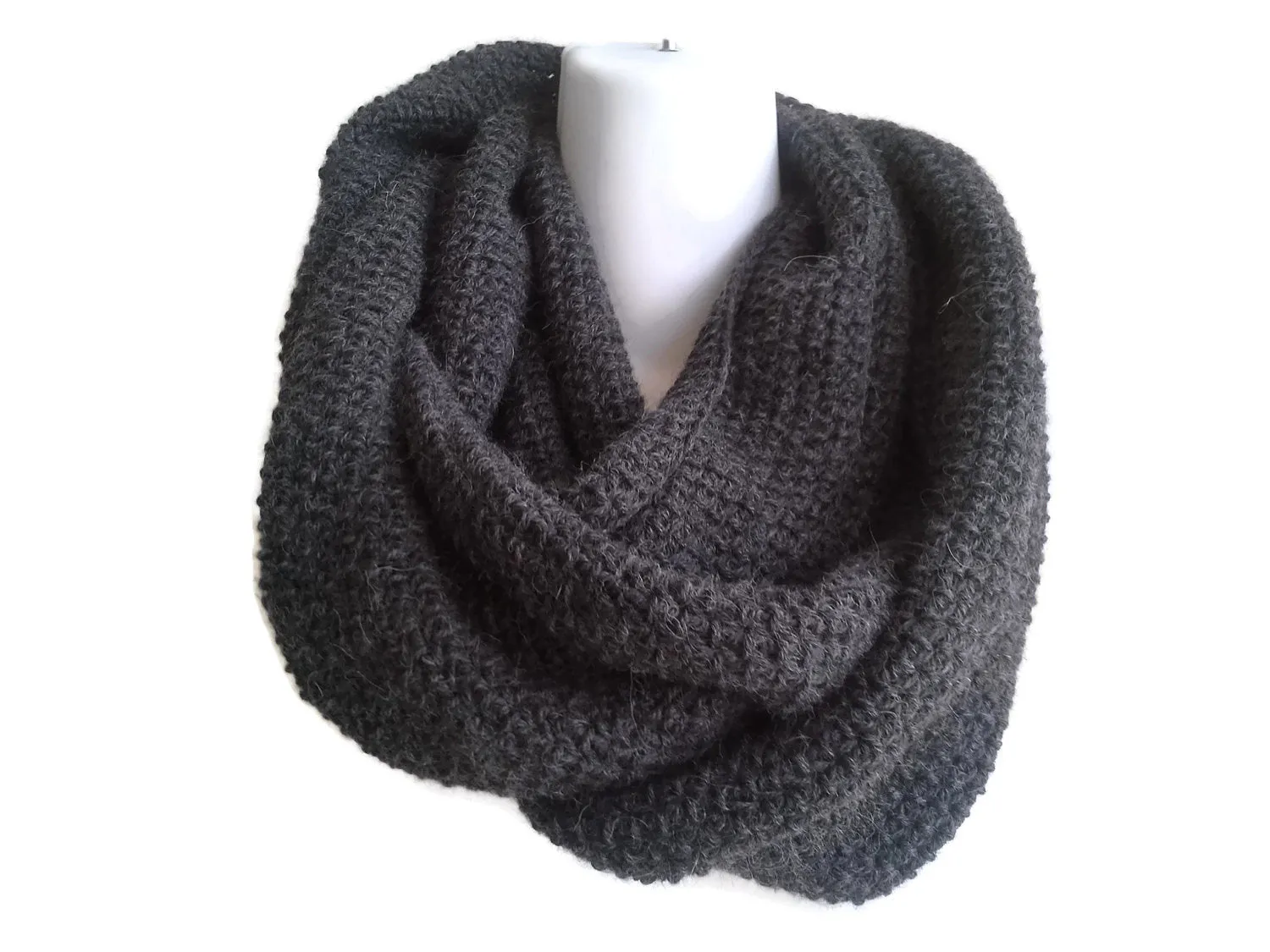 Charcoal Grey Pure Alpaca Infinity Scarf