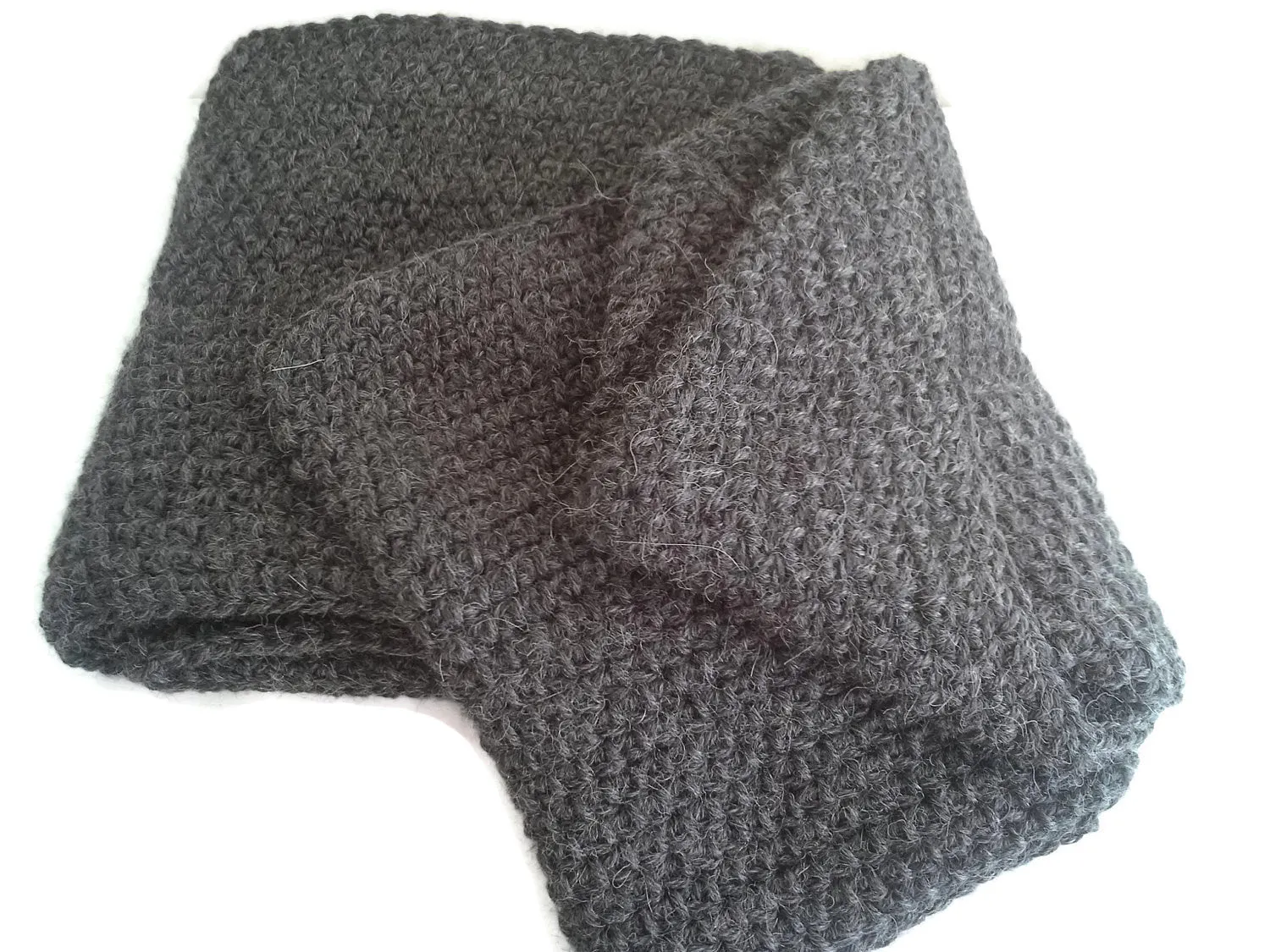 Charcoal Grey Pure Alpaca Infinity Scarf