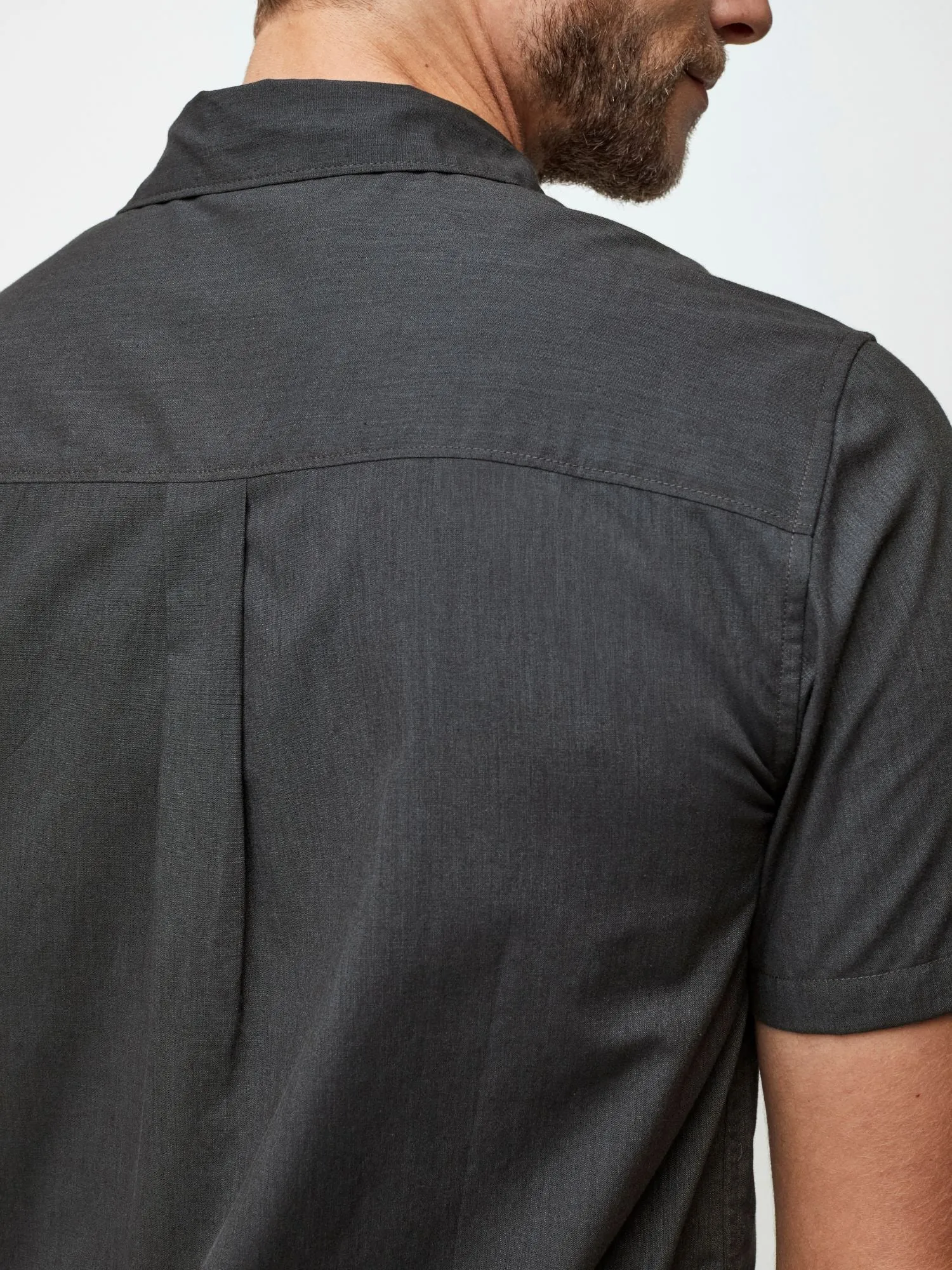 Charcoal Short Sleeve Stretch Button Up