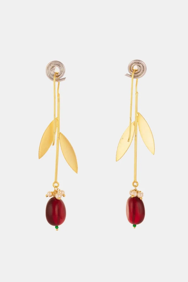 Cherry Inspired Brass Danglers