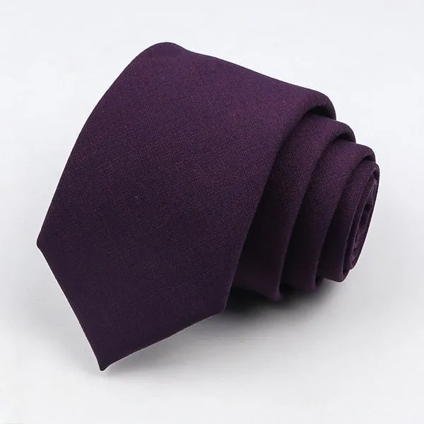 Classy Men Solid Dark Purple Skinny Tie