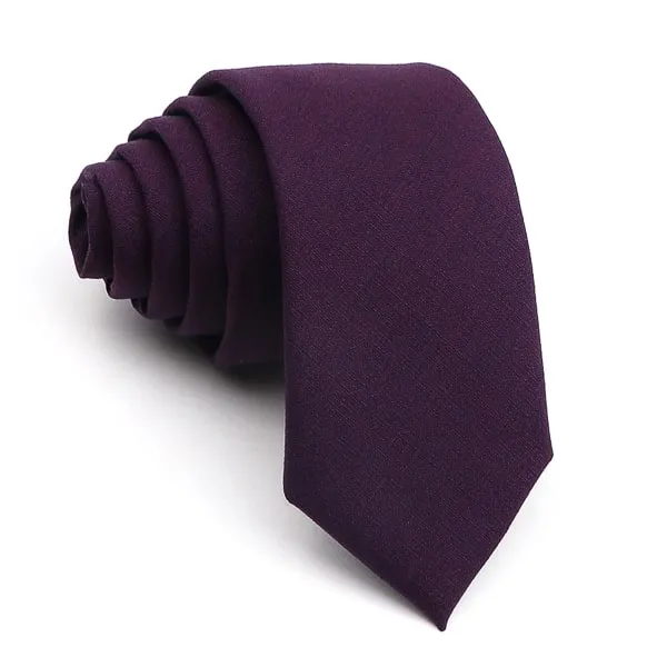 Classy Men Solid Dark Purple Skinny Tie