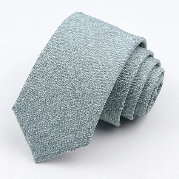 Classy Men Solid Sage Green Skinny Tie