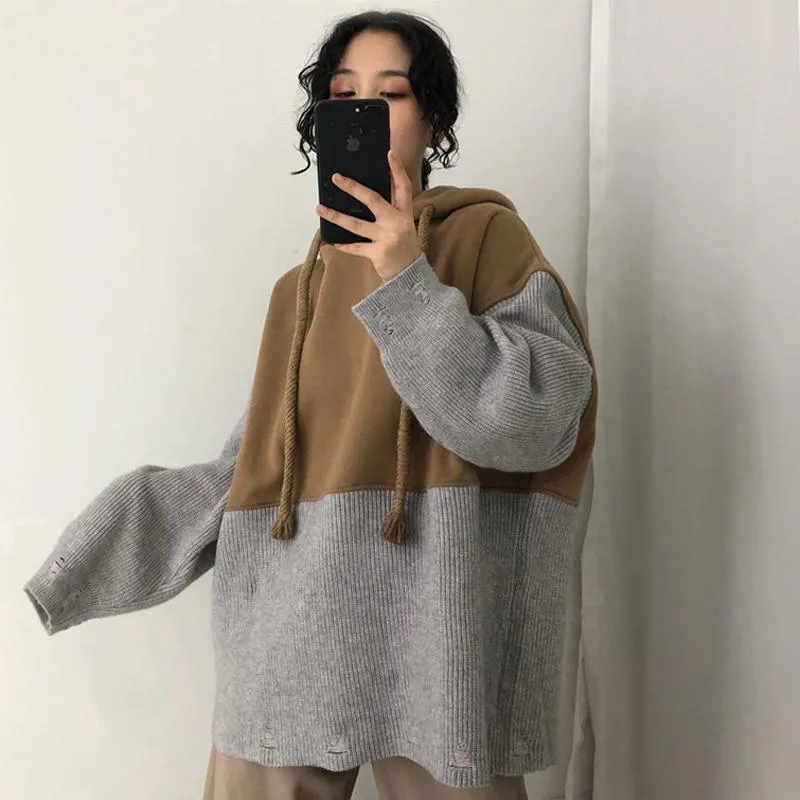 Comfy Stitching Rope Oversized Hooded Sweatshirt