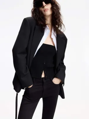 Contrast Cuffs Tailored Blazer