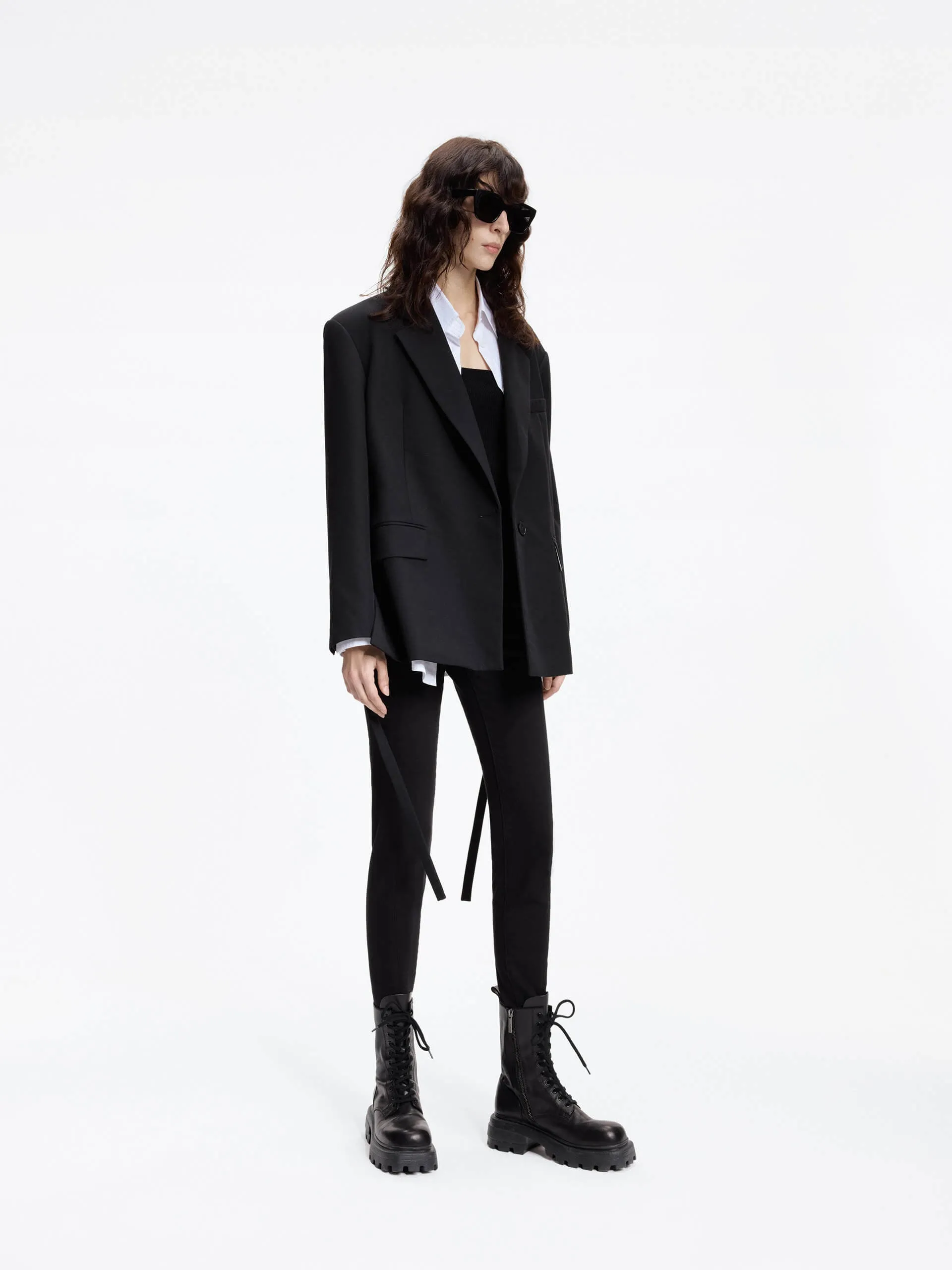 Contrast Cuffs Tailored Blazer