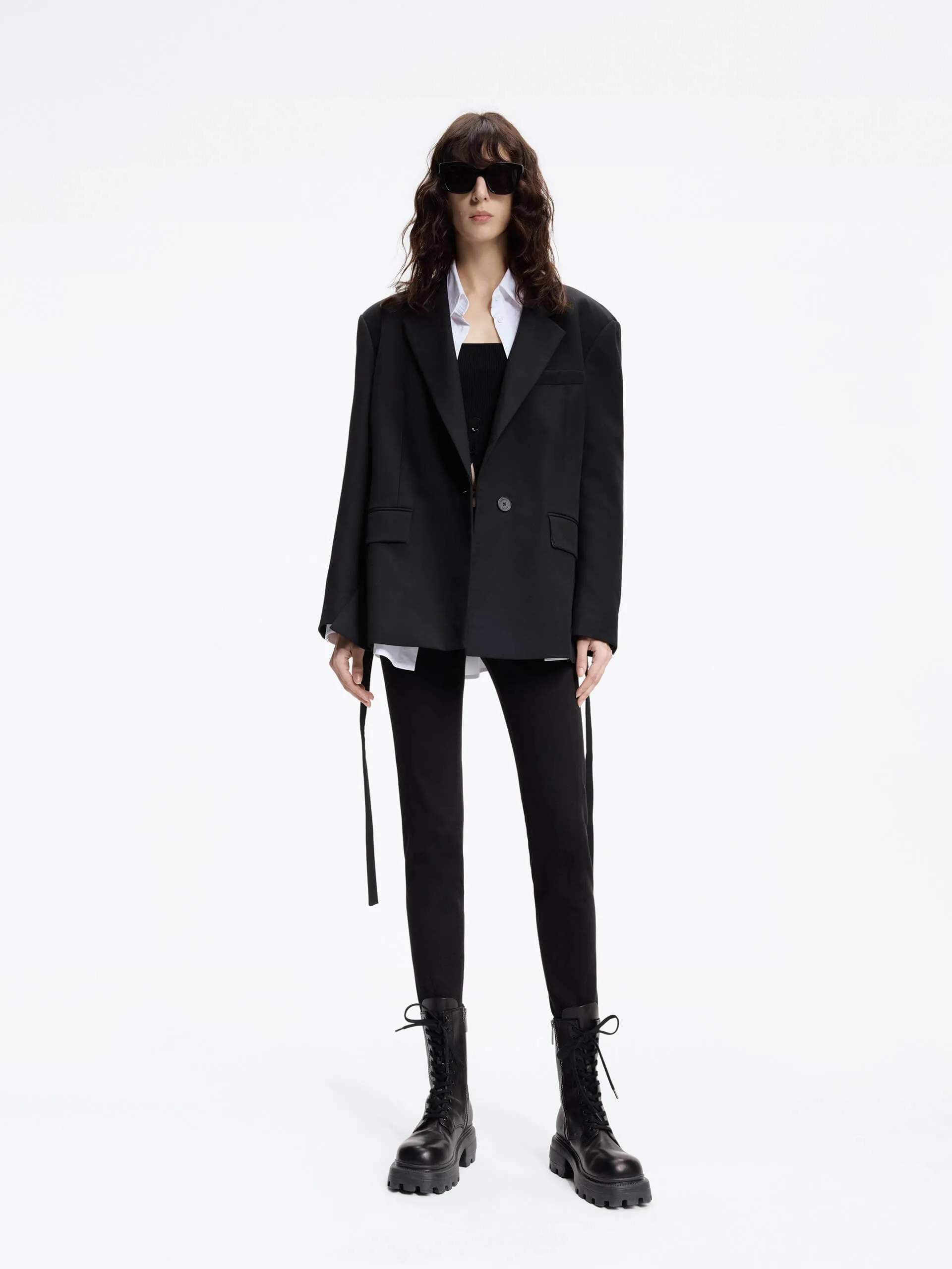 Contrast Cuffs Tailored Blazer