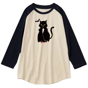 CORIRESHA Teen's Halloween Gothic T-Shirt Funny Cats Cotton Shoulder Sleeve Top