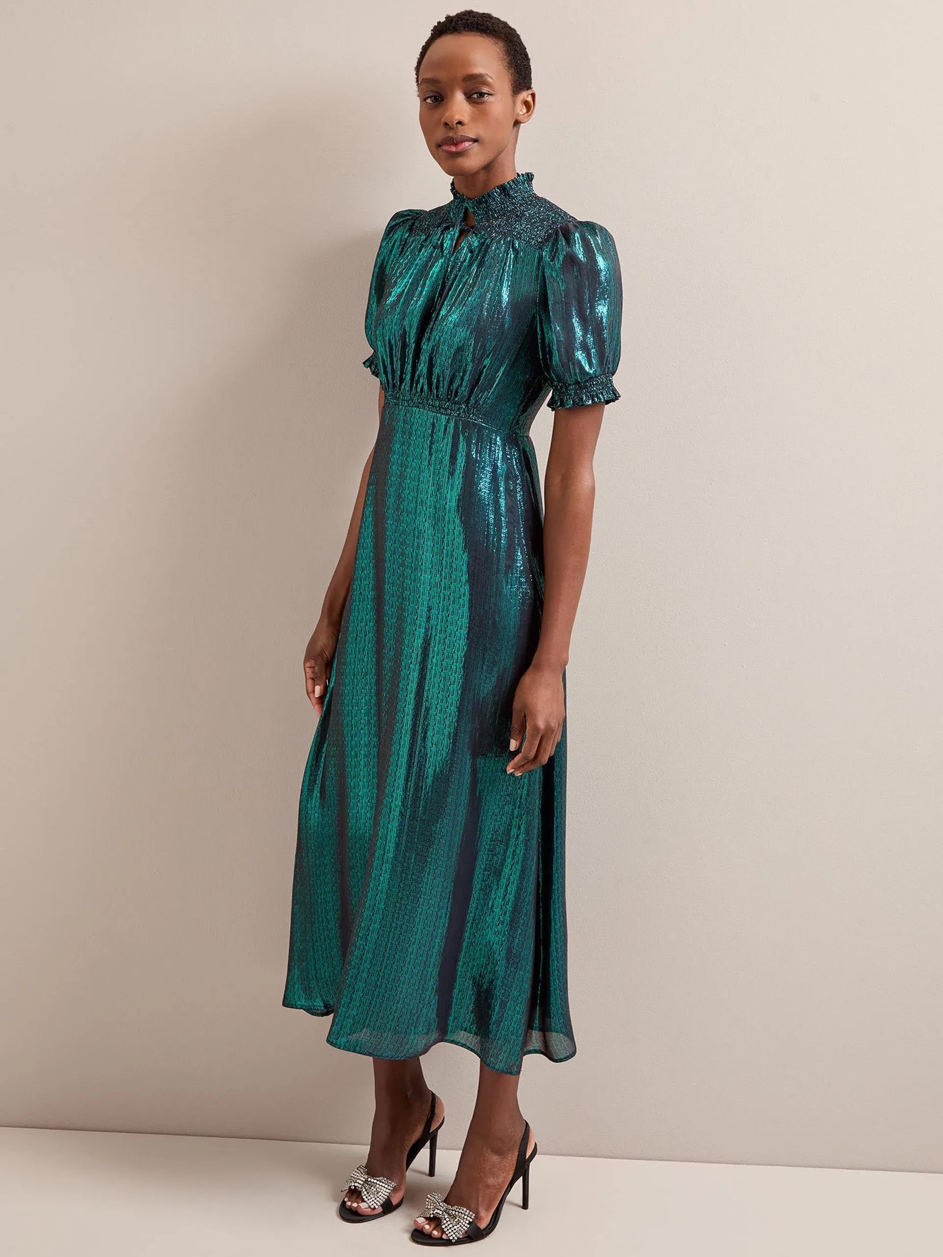 Dark green Irina silk blend bias cut maxi dress