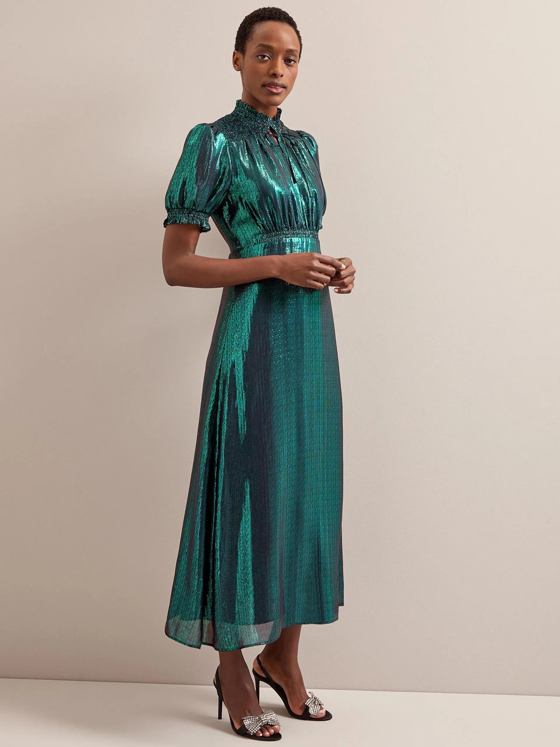 Dark green Irina silk blend bias cut maxi dress