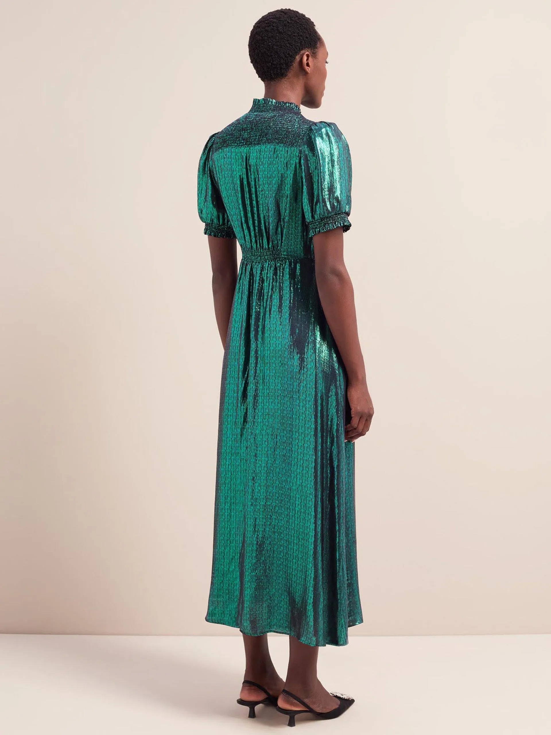 Dark green Irina silk blend bias cut maxi dress