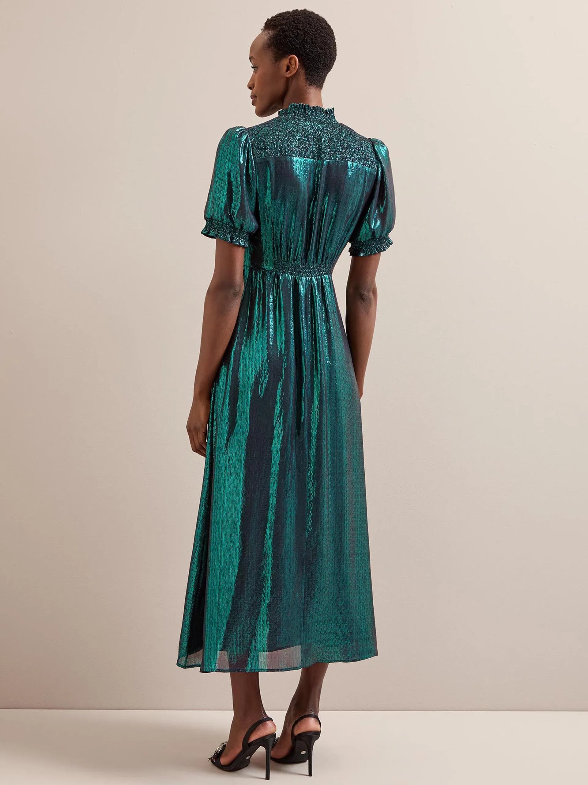 Dark green Irina silk blend bias cut maxi dress