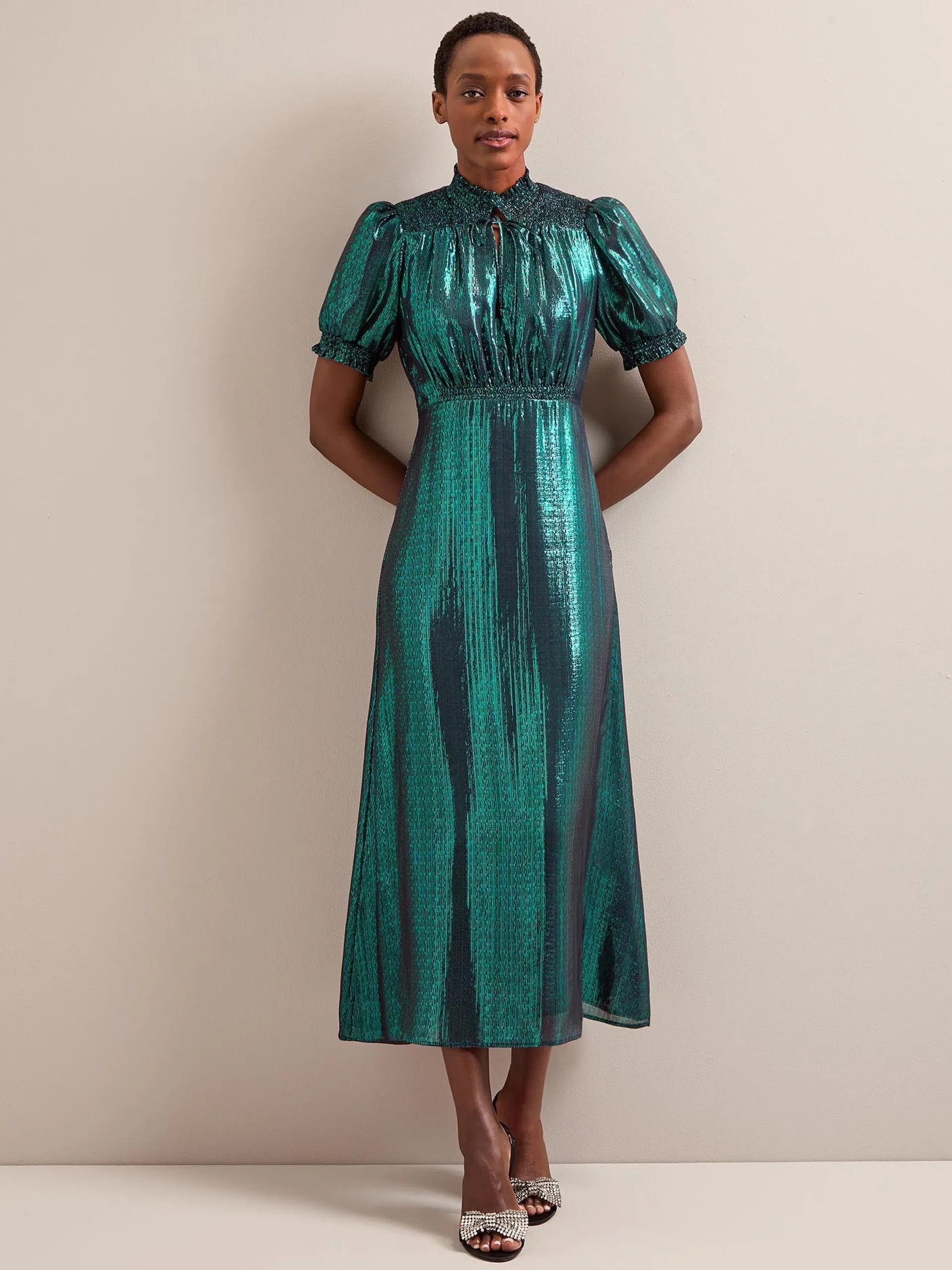 Dark green Irina silk blend bias cut maxi dress