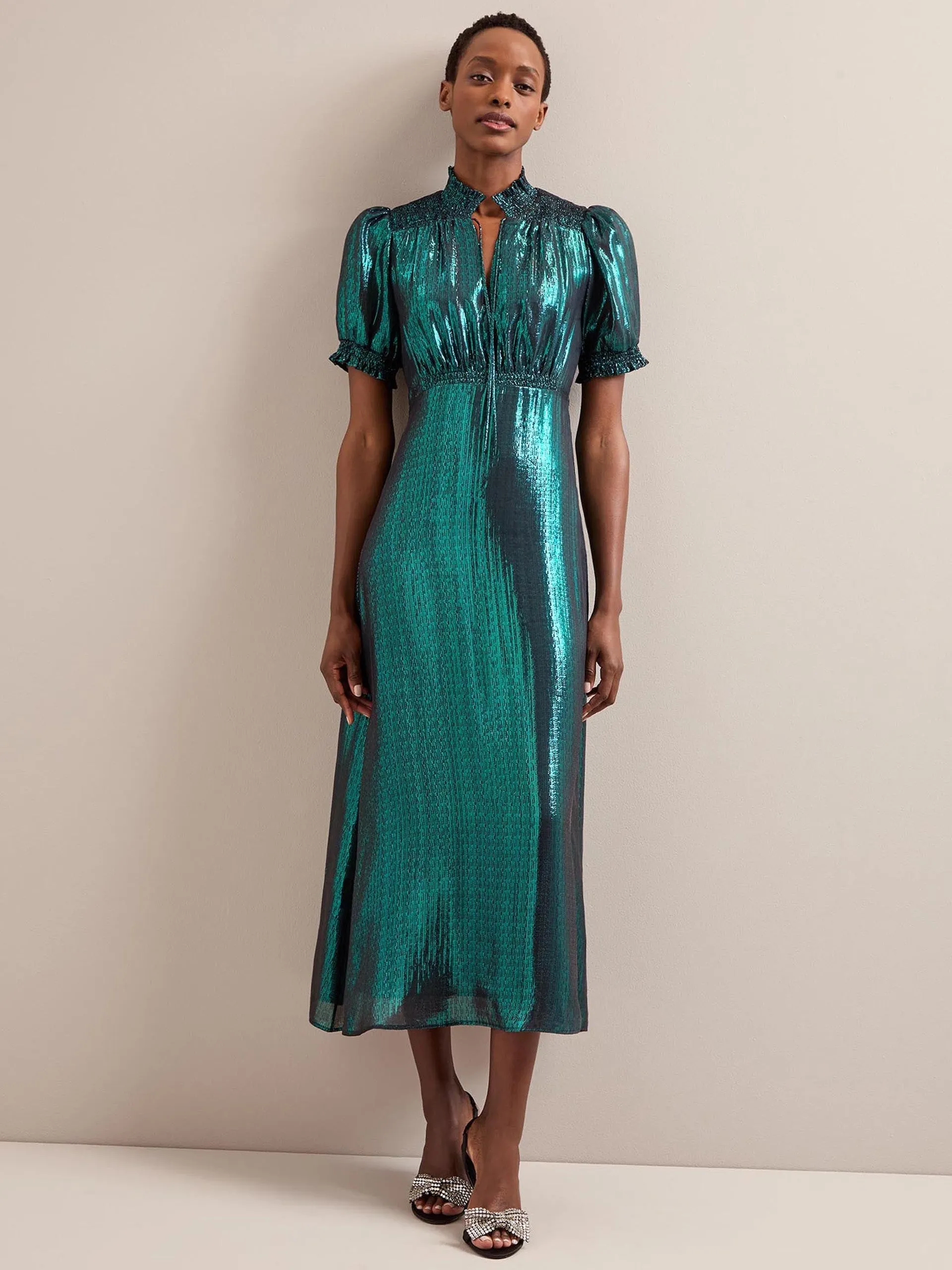 Dark green Irina silk blend bias cut maxi dress