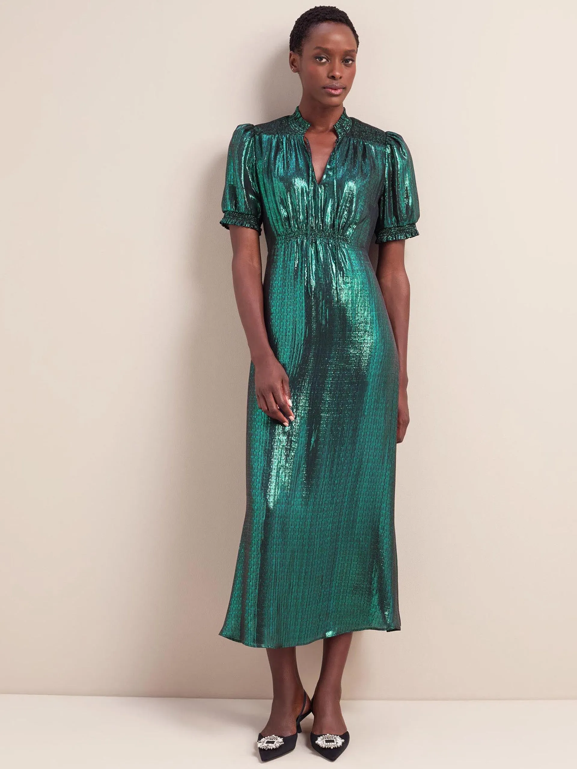 Dark green Irina silk blend bias cut maxi dress