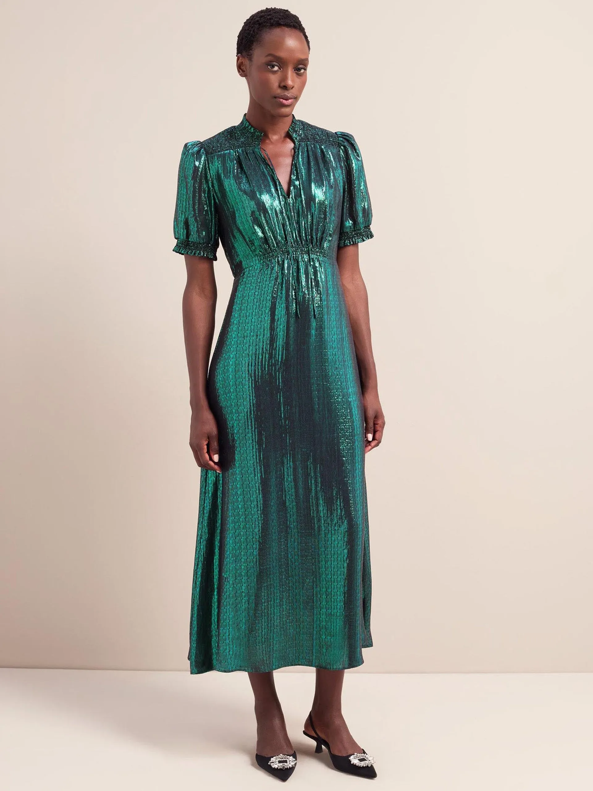 Dark green Irina silk blend bias cut maxi dress