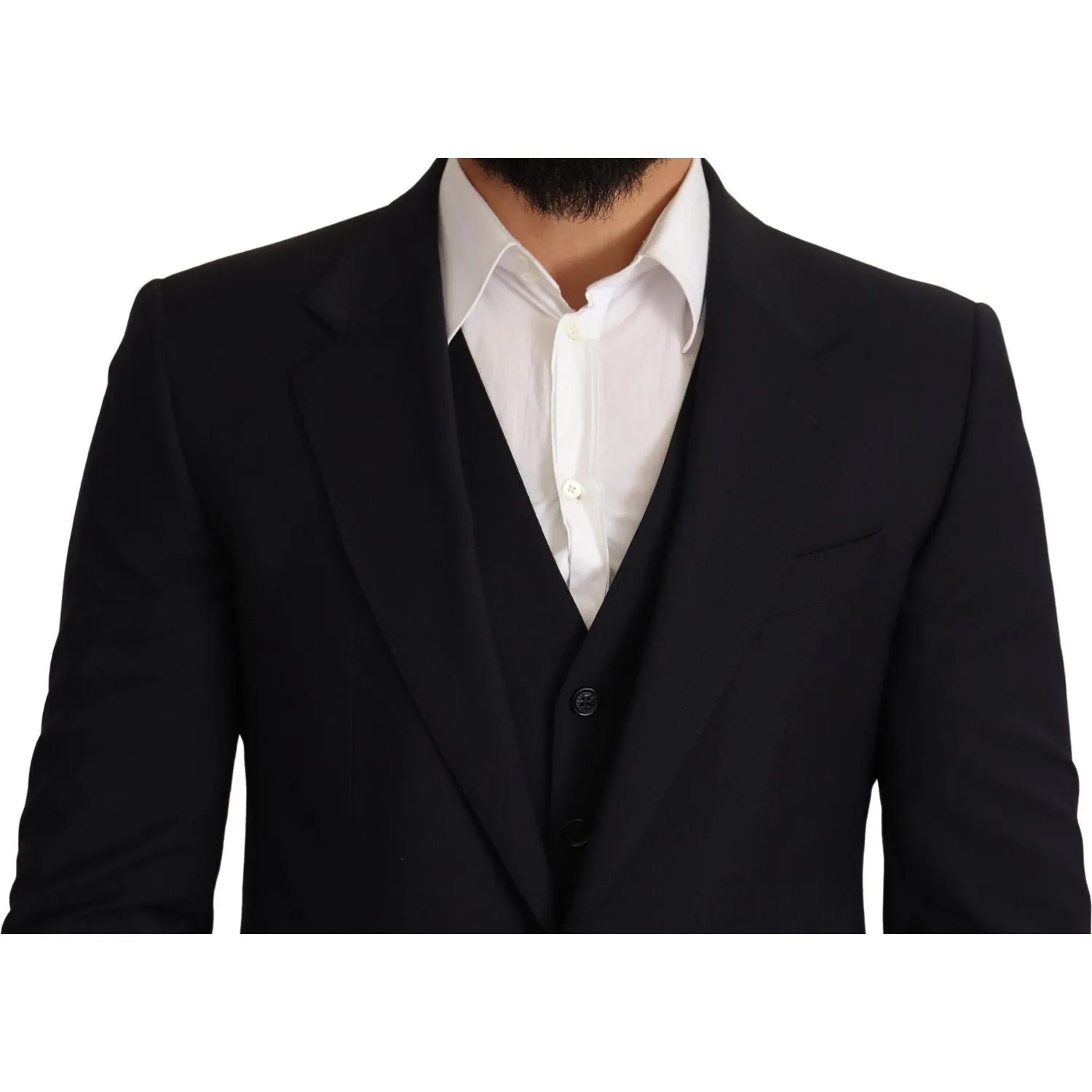 Dolce & Gabbana Elegant Dark Blue Wool Blend Martini Suit