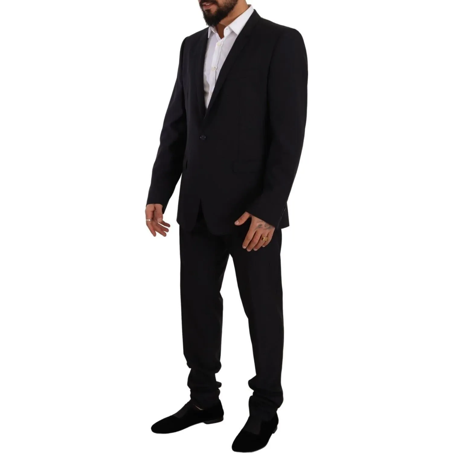 Dolce & Gabbana Elegant Navy Slim Fit Wool Silk Two-Piece Suit