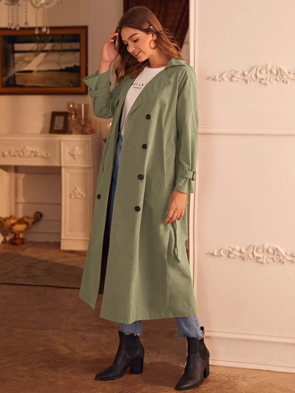 Double Breasted Belted Trench Coat (CLEARANCE SALE