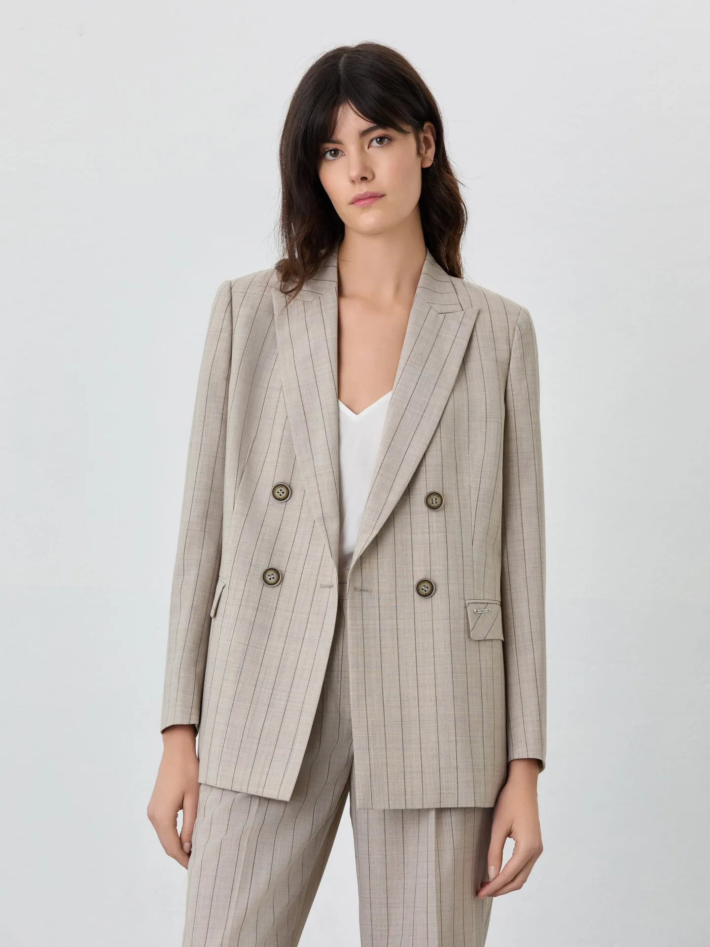 Double-Breasted Suit Blazer In Wool Blend