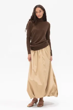 Draped Turtleneck Top in Cashmere, Brown