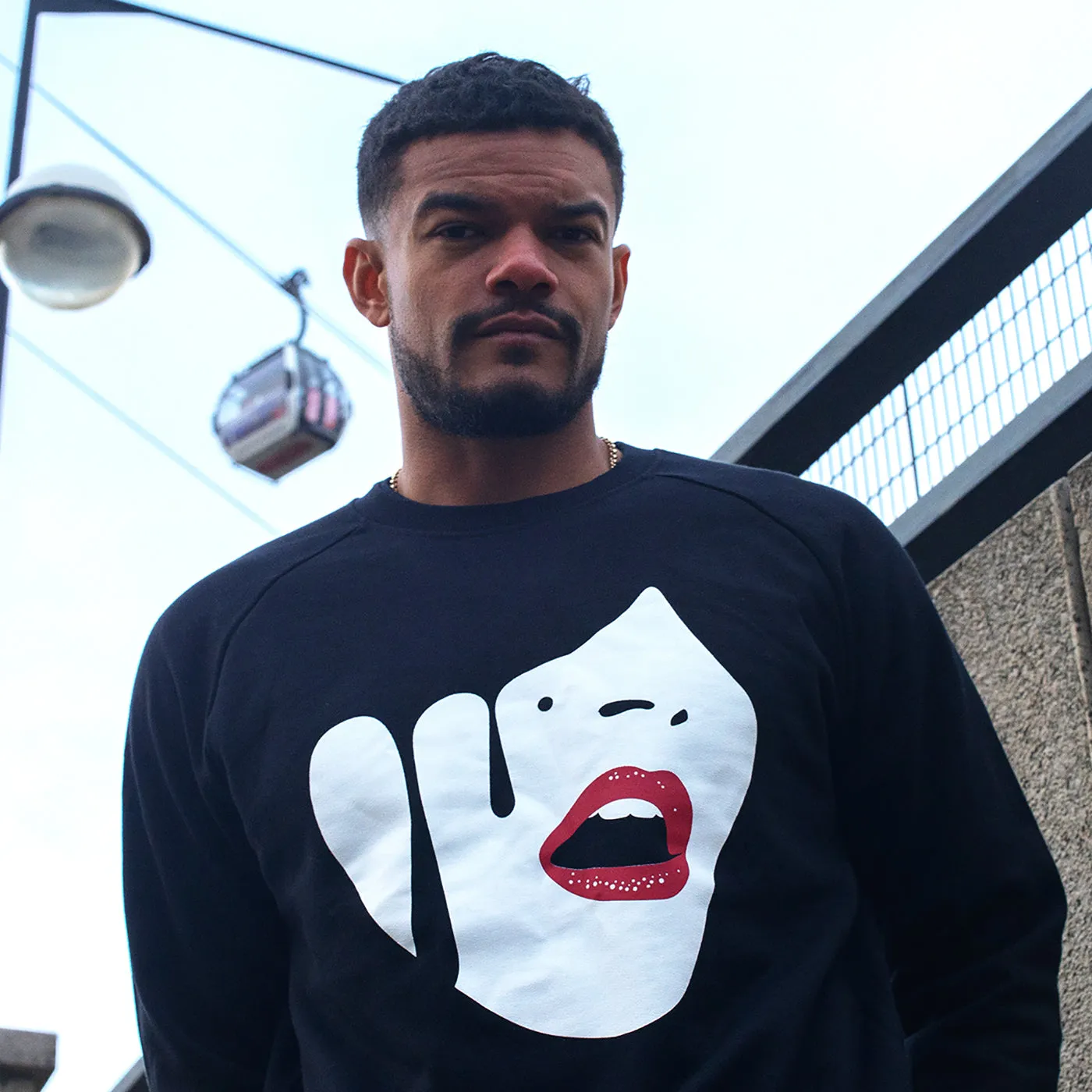 Droplet Face - Sweatshirt - Black