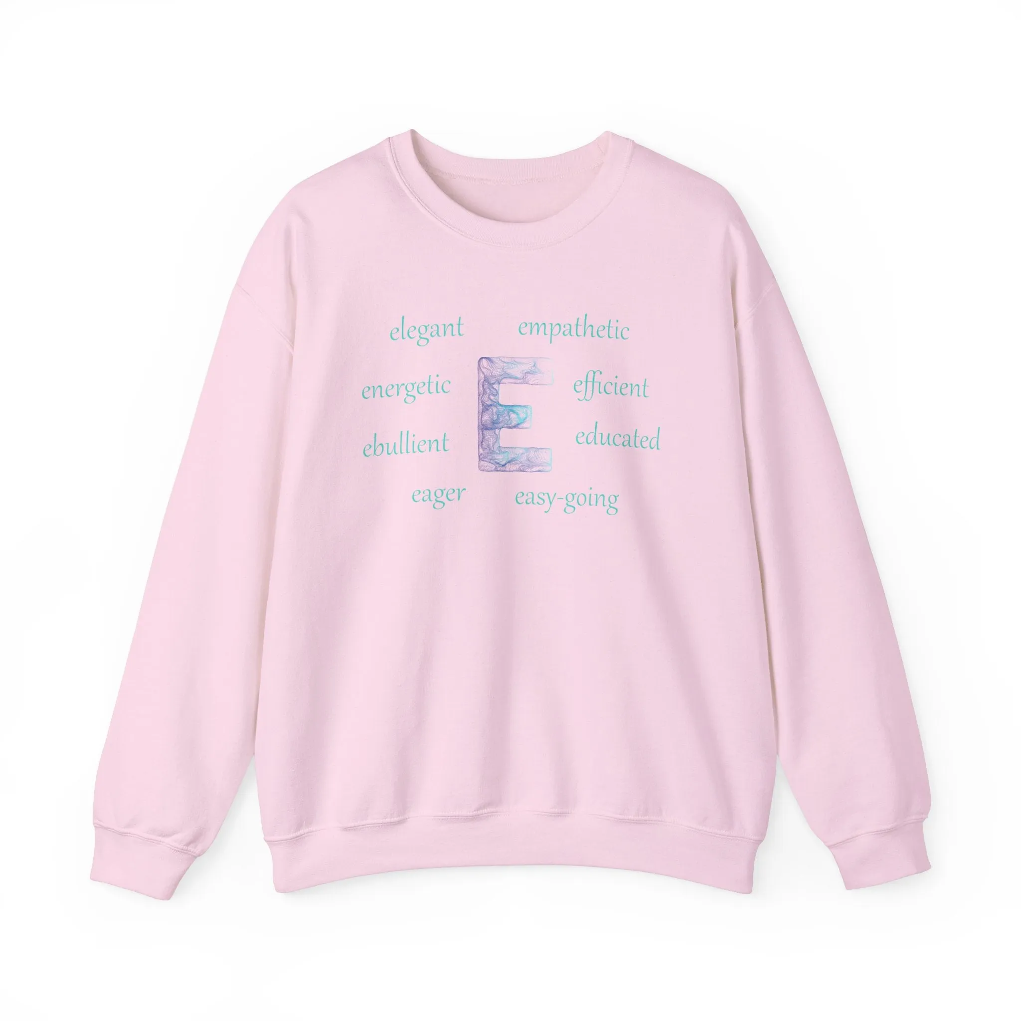 E Alphabet Sweatshirt, Alphabet Initial "E" Unisex Heavy Blend™ Mental Health, Motivational, Optimistic Crewneck Sweatshirt, Self-affirming Sweatshirt