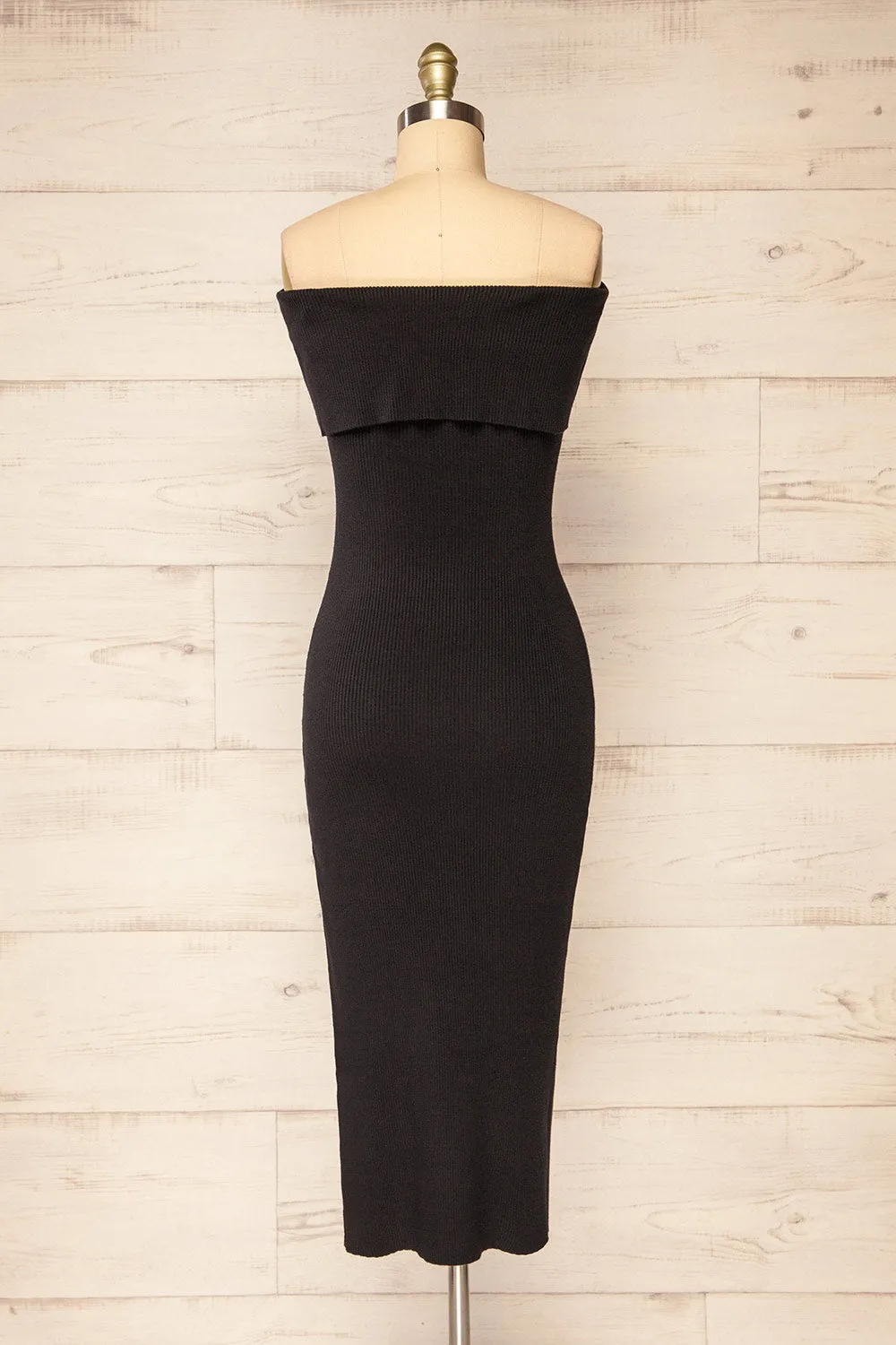 Eden | Ribbed Black Off Shoulder Dress